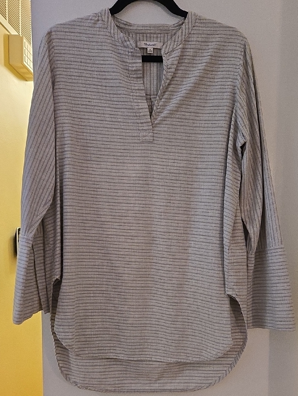 Madewell Light Gray Striped V-Neck Tunic